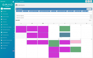 GMAO para la gestión de equipos de trabajo - calendario por colores